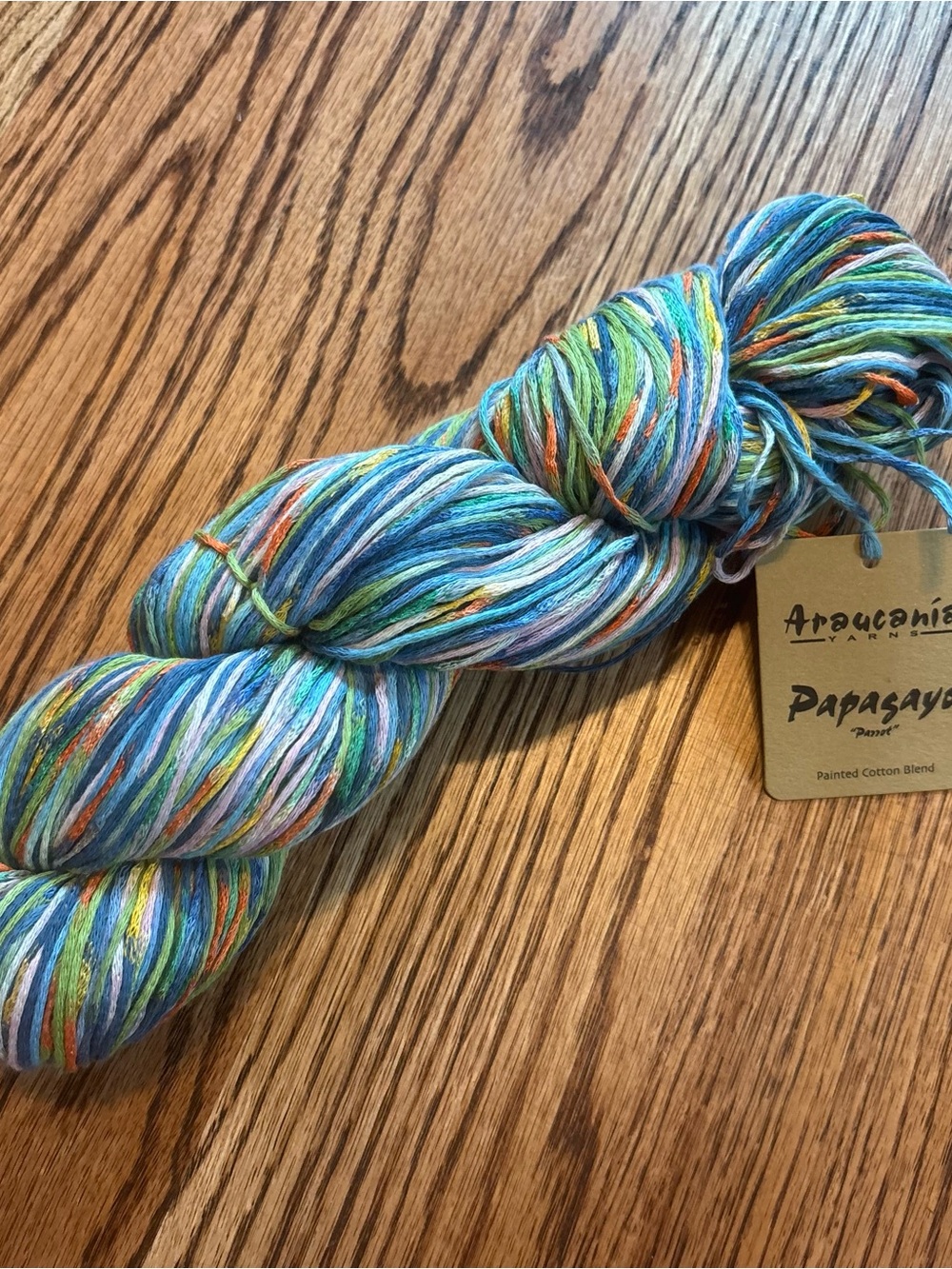 Araucania Papagayo Multicolor Cotton Blend Yarn Blue Green Knitting Crochet